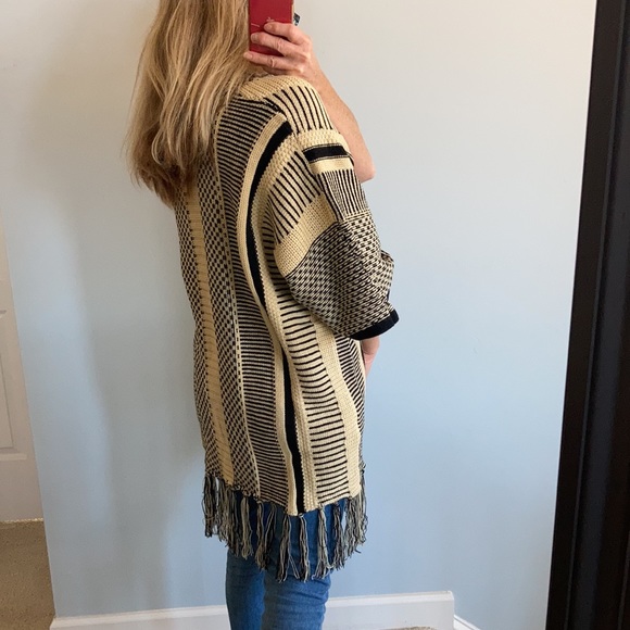 Black & Beige Open Front Cardigan - Picture 5 of 6